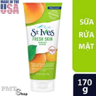 [USA] Sữa rửa mặt St.Ives Fresh Skin 170g Chiết xuất Trái Mơ ngừa mụn & tẩy da chết - Mỹ