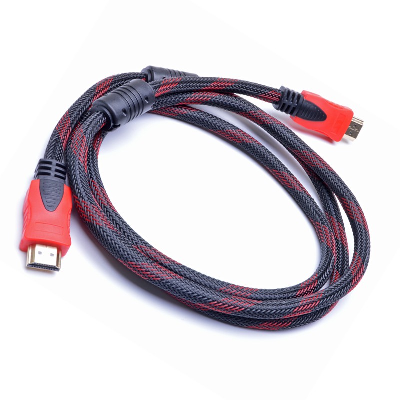 Dây cáp HDMI dài 5m bọc lưới đen vạch đỏ chống nhiễu giá rẻ chất lượng tín hiệu âm thanh, hình ảnh rõ rPK02HDMI5m