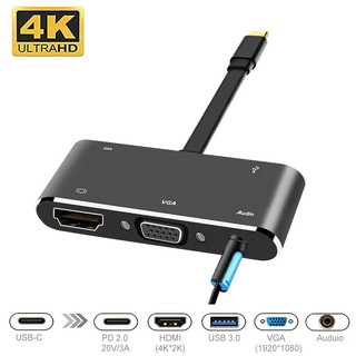 Hub usb c type-c 5 cổng hdmi/ vga/ pd, usb 3.0 cho mac/ laptop/ samsung dex