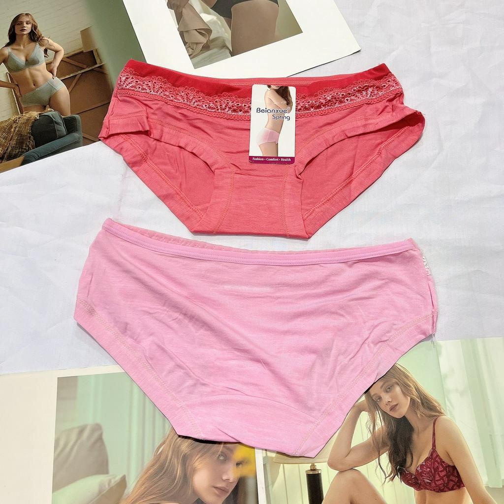 Quần lót nữ cotton cao cấp pha ren 8819 dạng phom mini cạp thấp mềm mịn thoáng mát size dưới 55kg