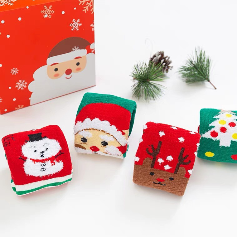 Tất noel cho bé𝑭𝒓𝒆𝒆𝒔𝒉𝒊𝒑 Set 5 đôi tất cao cổ họa tiết giáng sinh đáng yêu cho bé