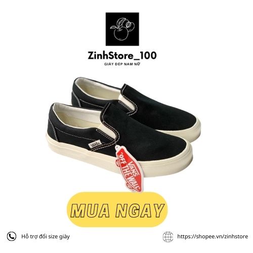 Giầy Thể Thao Vans / Sneaker Nam Nữ Lười Đen [Full Hộp + Vớ]
