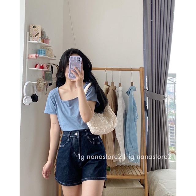 Pull trơn cổ vuông mỏng