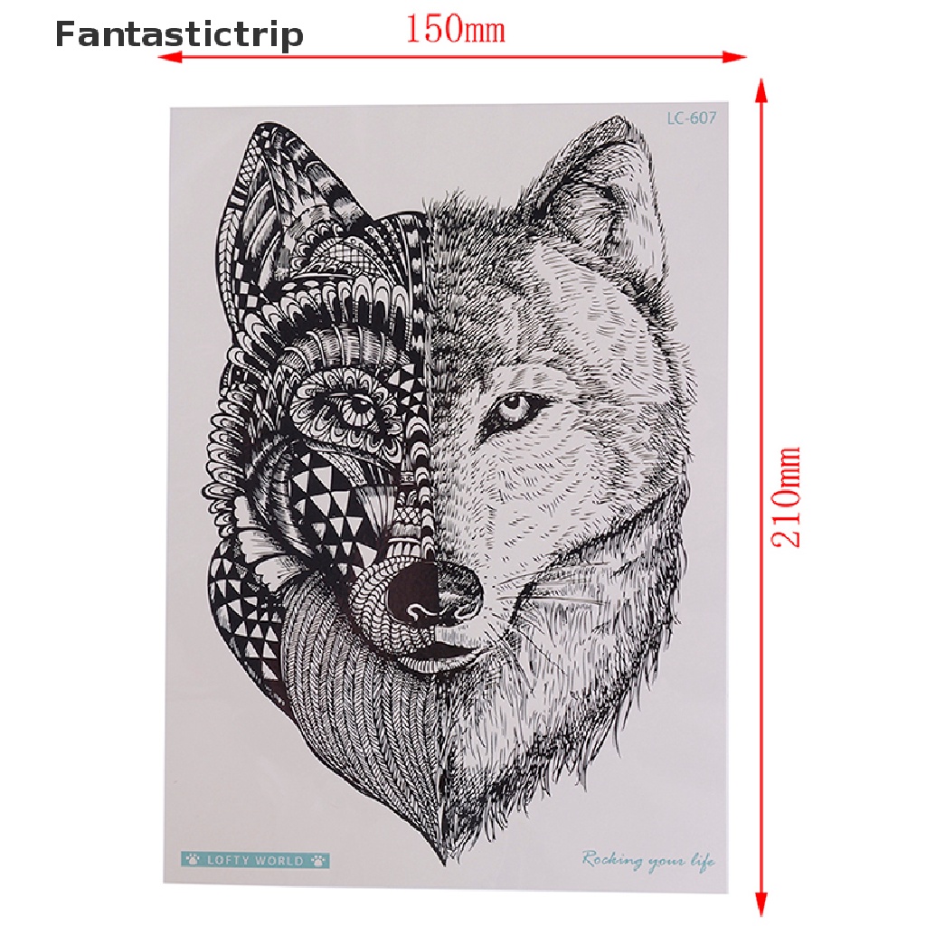 Hình Xăm Dán Trang Trí Cơ Thể Chống Thấm Nước Hình Sói Cá Tính