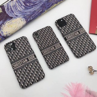 Ốp điện thoại Canvas phối da in logo DIOR sang trọng cho iPhone 12 11pro SE