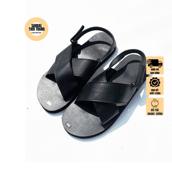 Dép quai hậu nữ nam, SANDALTHOITRANG Sandal nữ đi học A9 Nâu/Đen full size 30-44