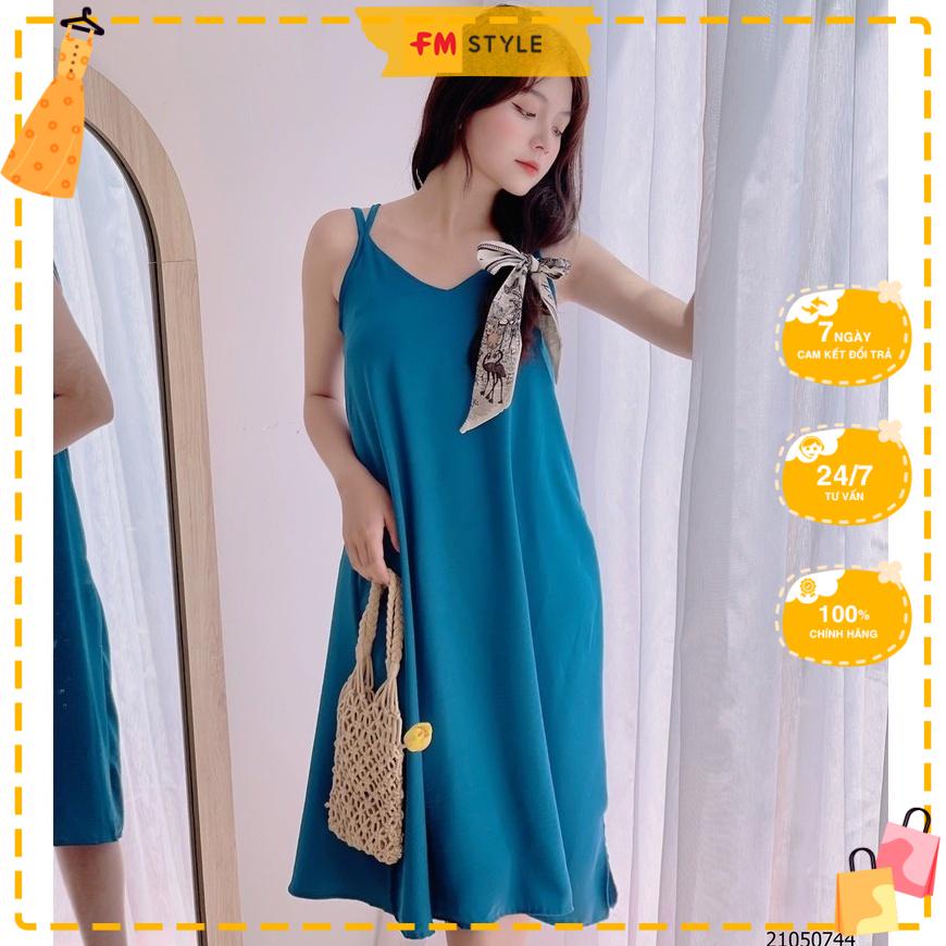Váy 2 dây FM Style dáng suông xẻ tà chất lụa 7 màu đầm 2 dây quốc dân I Fm Style Online 220316152