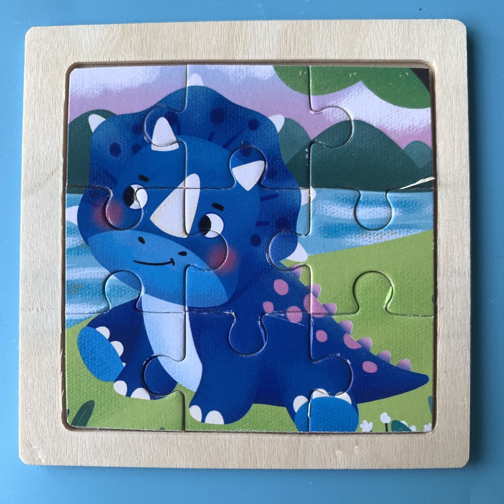 Tranh Ghép Khủng Long Tiền Sử - Đồ Chơi Ghép Hình 9 Mảnh, Đồ Chơi Thông Minh Tranh Ghép 9 Mảnh 11*11cm