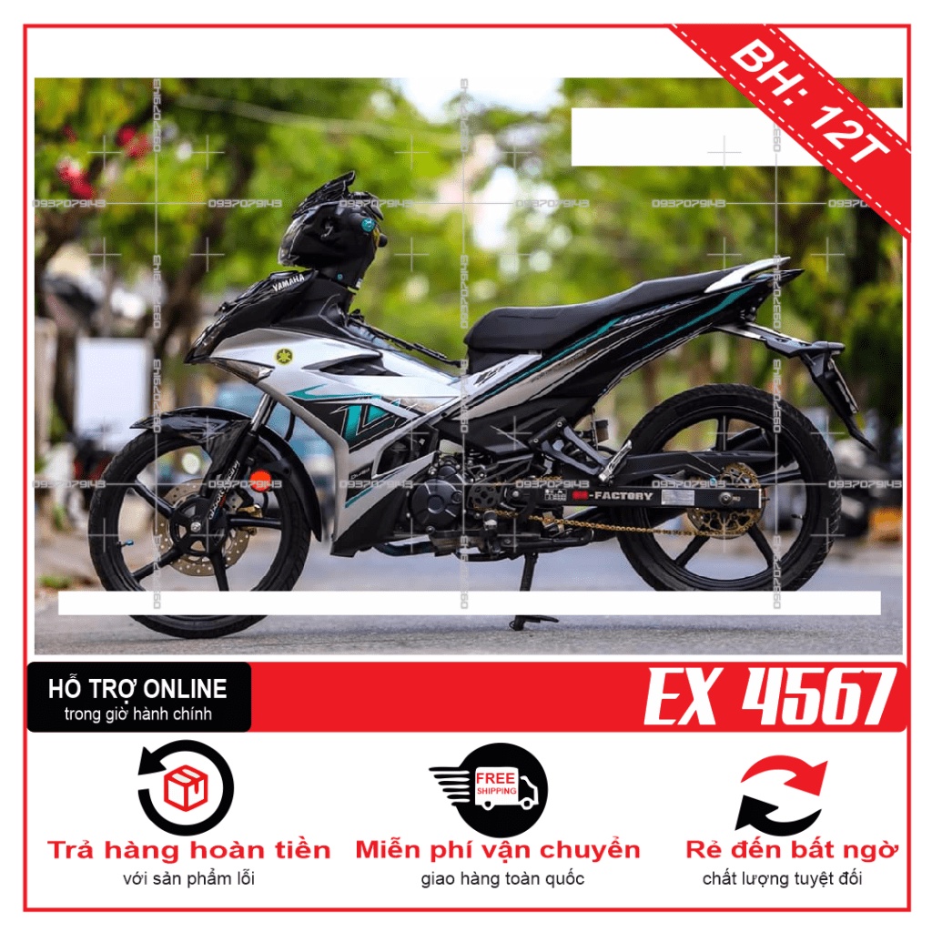 TEM RỜI EX 150 LC BẠC ĐEN -- SHIN DECAL 2