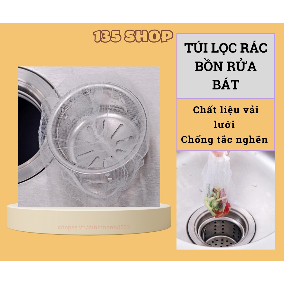 Túi Lọc Rác Bồn Rửa Bát Có Dây Chun, Dai Bền Có Thể Tái Sử Dụng (Túi 100 cái)
