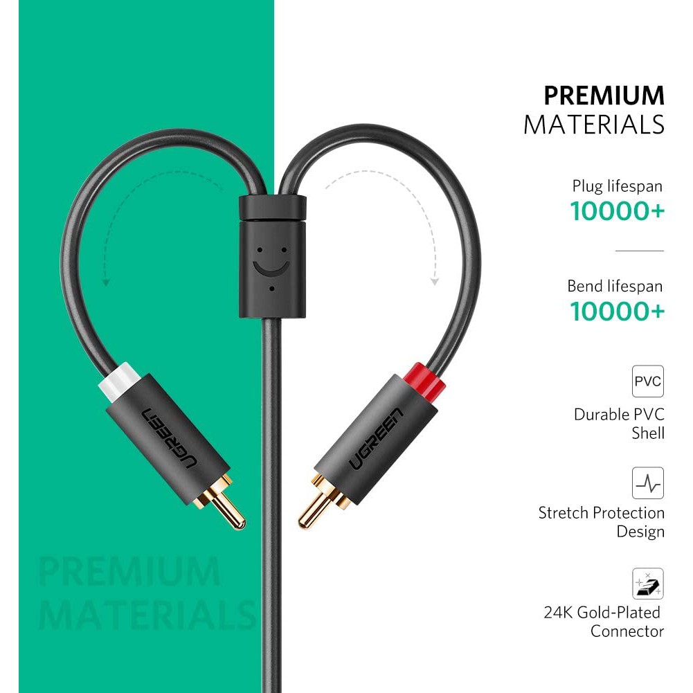 Dây chuyển đổi 3.5mm ra 2RCA (HOA SEN) dài từ 1-10m UGREEN AV102