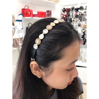 Bờm tóc đồng xu ngọc đá cao cấp LADY