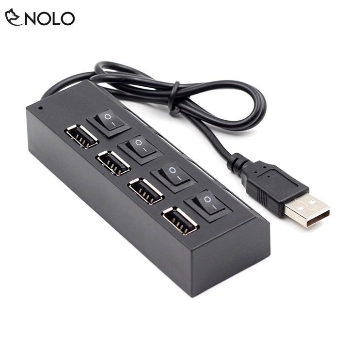 Bộ Hub Chia Cổng USB 2.0 Gồm 4 Port Model HB4 Có Công Tắc ON OFF Hỗ Trợ Win 10