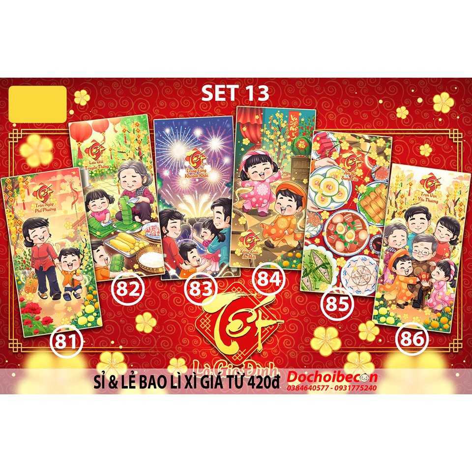 Set 6 bao lì xì đẹp năm 2023 - Nhiều mẫu