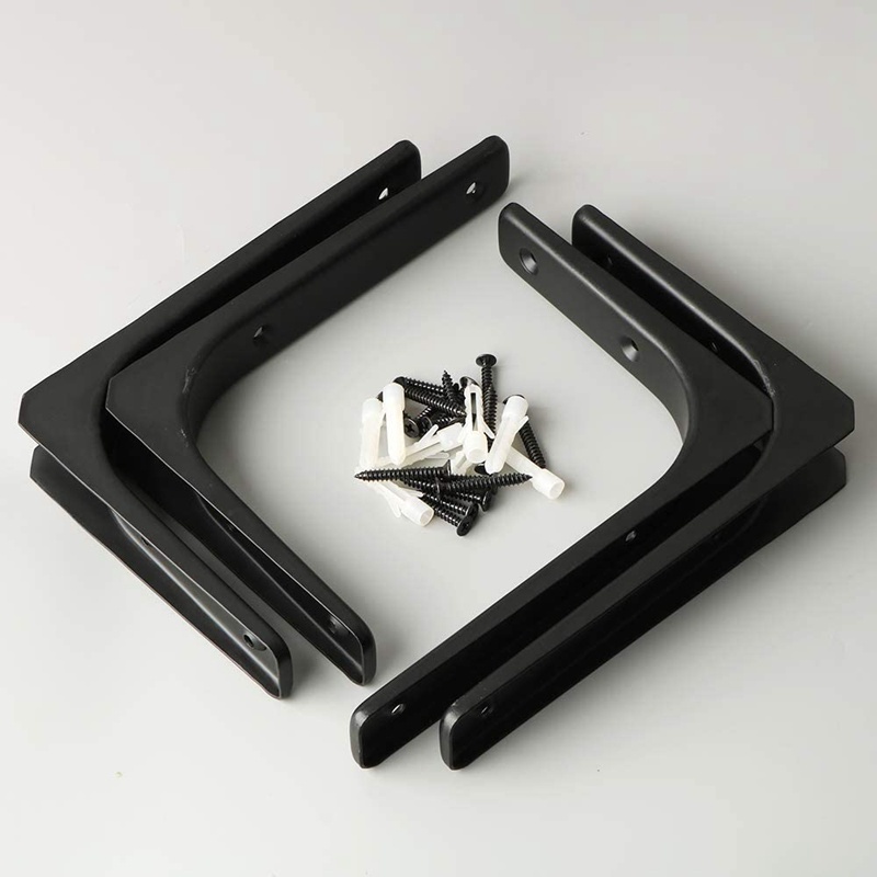 Set 4 giá đỡ kệ gắn tường bằng sắt màu đen kích thước 8x6 Inch