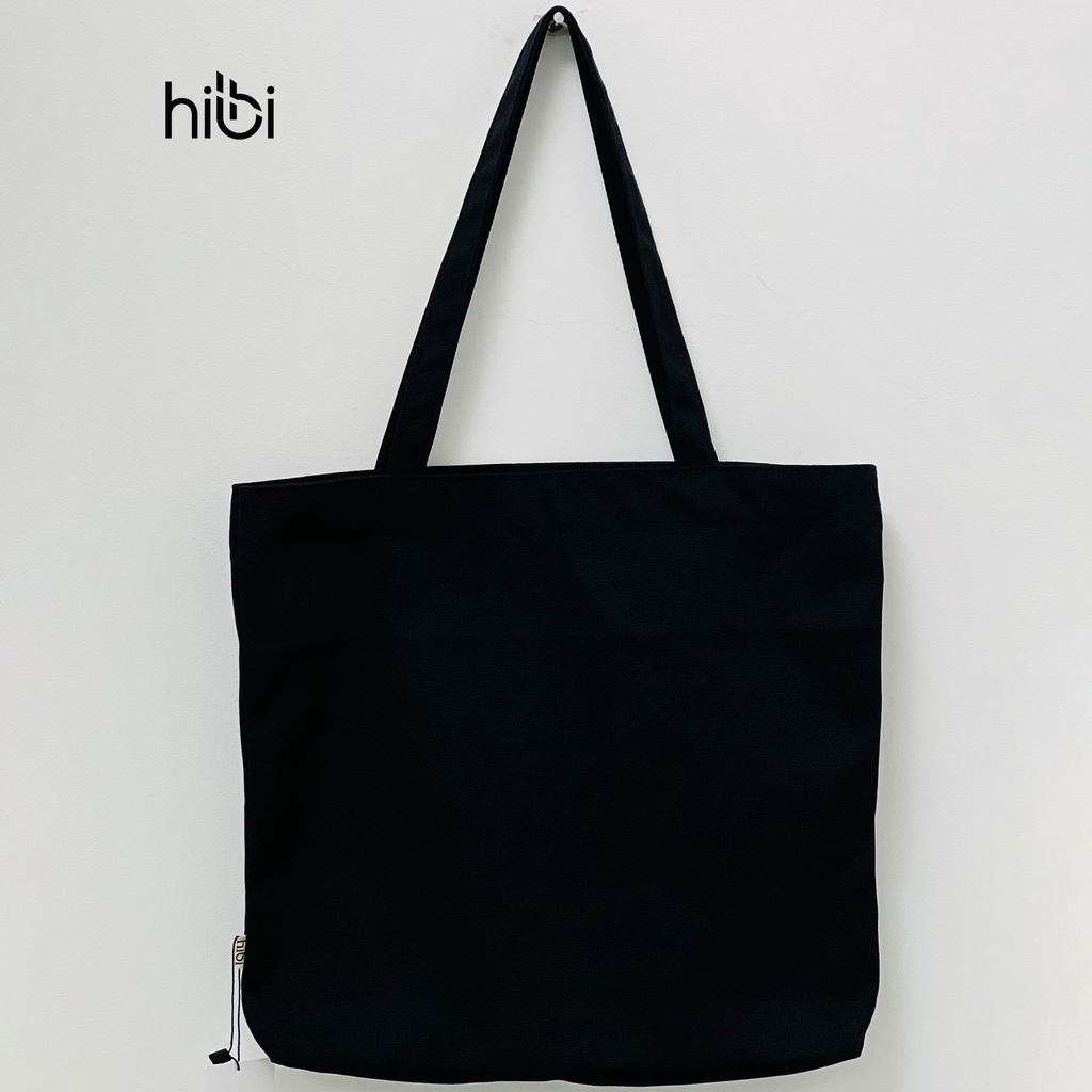 Túi Tote đi tập dây chéo Hibi Sports A005 - đen dây trắng, chất liệu Canvas cao cấp, có khóa kéo và túi trong
