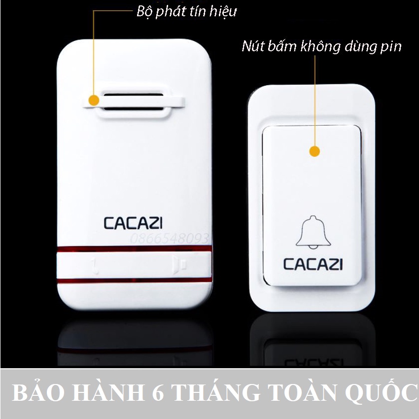 [Có bảo hành] Chuông cửa không dây, không dùng pin, chống thấm nước Cacazi - V027G