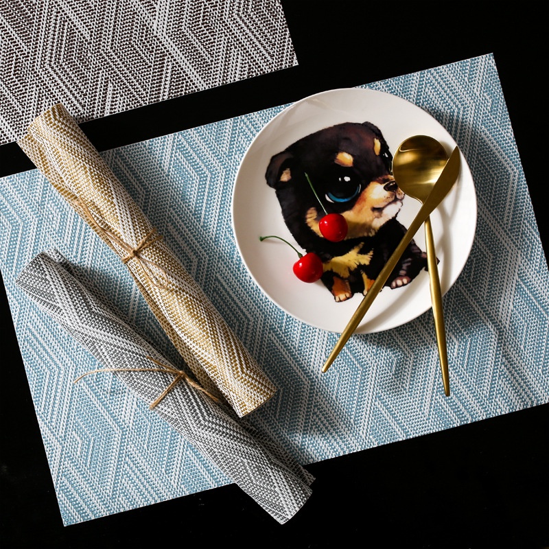 Tấm Lót Bàn Ăn Placemat Pvc Họa Tiết Sóng 3D Chống Thấm Nước Chống Trượt Phong Cách Châu Âu - 0050