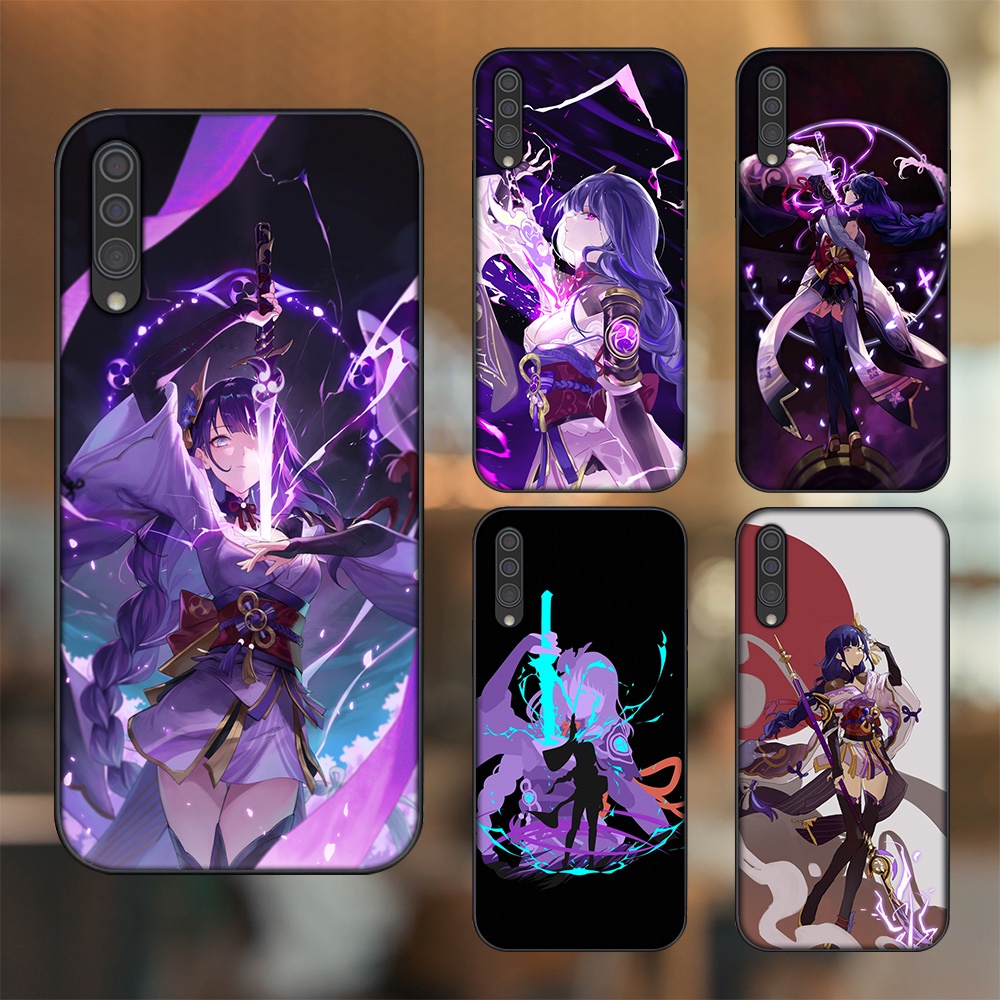 Ốp lưng Samsung A30S, A50, A50S, A70, A70S viền đen in hình Raiden Shogun Genshin Impact