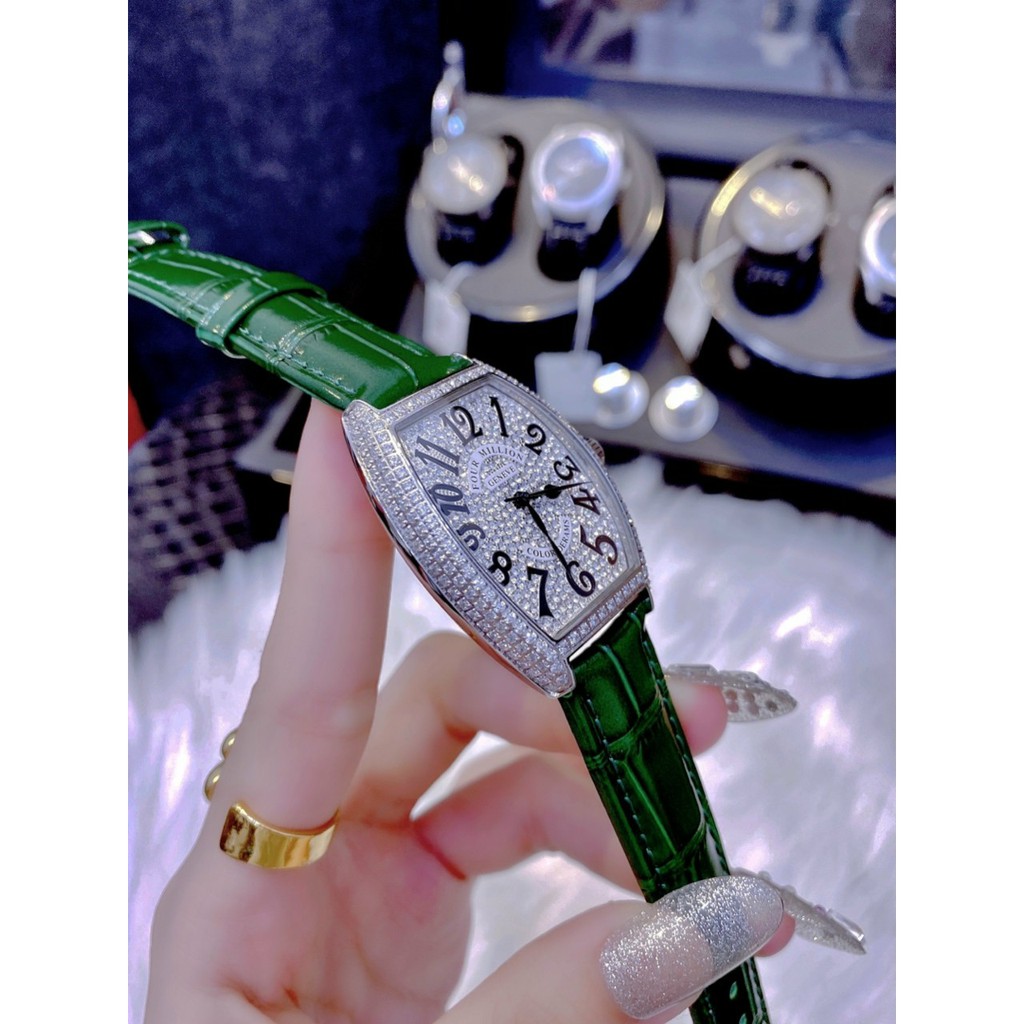 Đồng hồ nữ chính hãng, đồng hồ đeo tay FOUR MILLION full box, mặt đính 448 viên kim cương nhân tạo Swarovski siêu đẹp