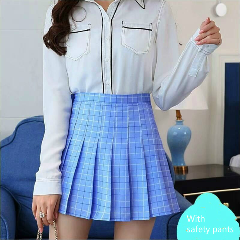 Chân Váy Chữ A Lưng Cao Xếp Ly Sọc Ca Rô