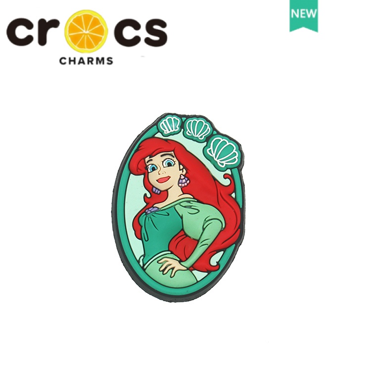 Khóa Cài Giày crocs Hình Nàng Tiên Cá Và Hoa Hoạt Hình DIY Trang Trí Trên Cùng