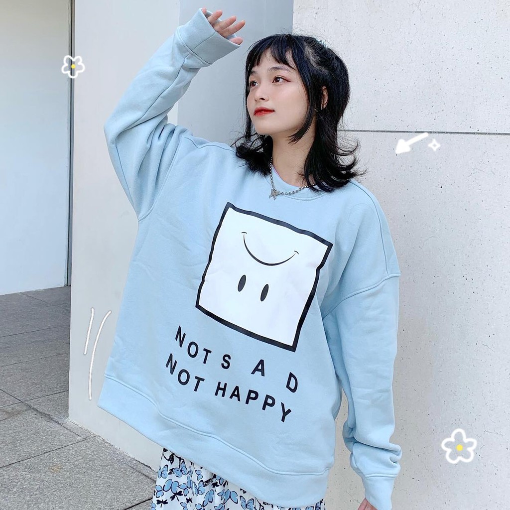SWEATER "BORED FACE" DOUBLE LABEL BABY BLUE | BigBuy360 - bigbuy360.vn