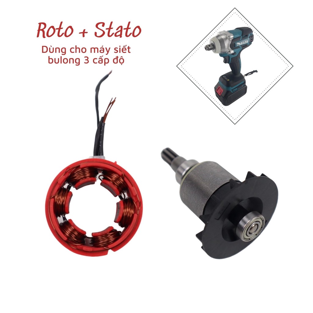 Roto và cuộn stato cho máy siết bulong Makita 3 cấp độ không chổi than