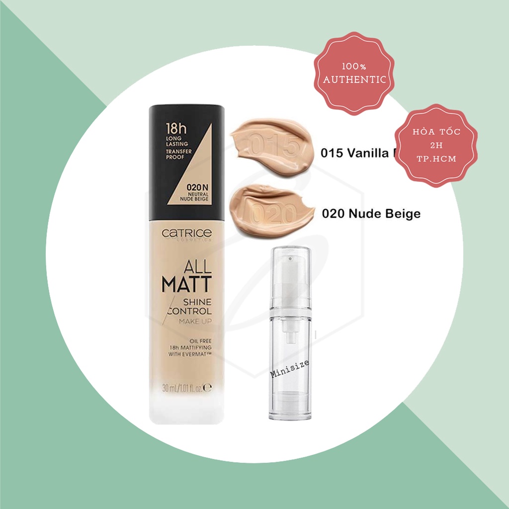 [Mẫu mới] Kem nền Catrice All Matt Plus Shine Control Make Up 18h 30ml