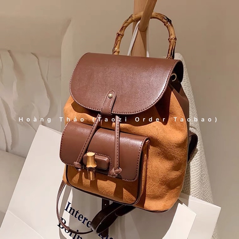 Balo rút dây nắp gập quai xách phối chất da lộn chất dày bao đẹp ♥️