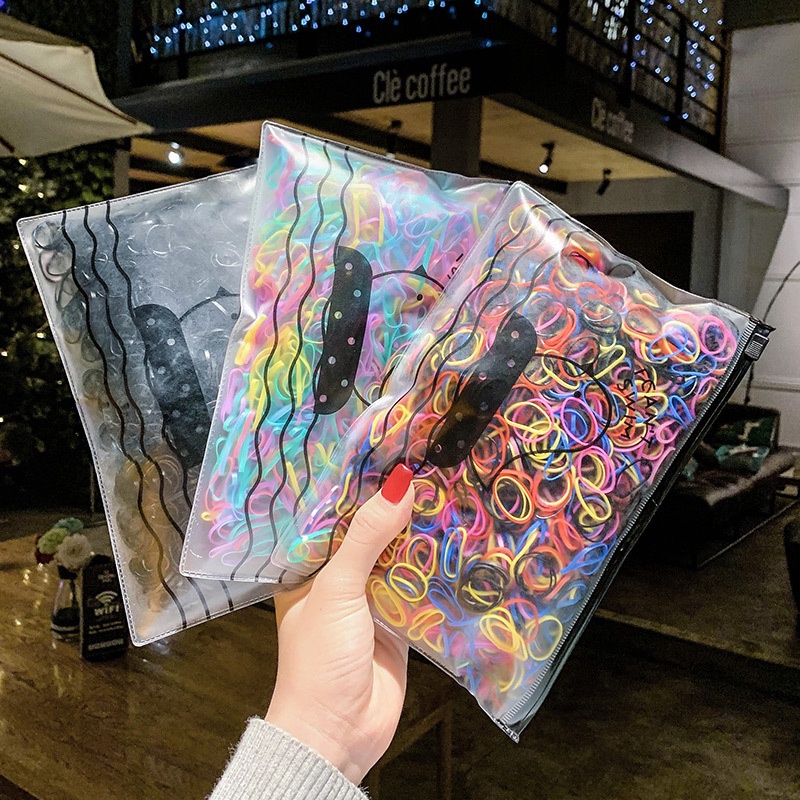 Túi 500 dây cột tóc cao su RIPE GIRL dùng một lần đầy màu sắc dùng cột tóc đuôi ngựa