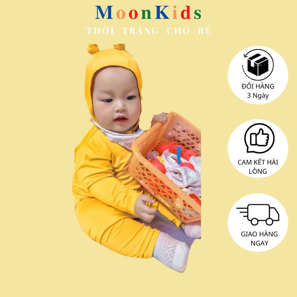 Bộ MinKy Mom Dài Tay CHO BÉ TẶNG MŨ TAI THỎcotton Cao Cấp 100% co giãn 4 chiều thấm hút mồ hôi cực tốt