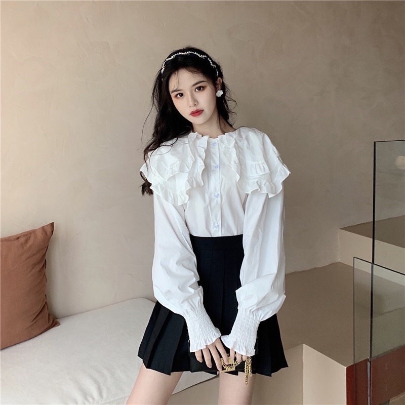 Áo Sơ mi cổ bèo tay phồng tiểu thư link đặt live
