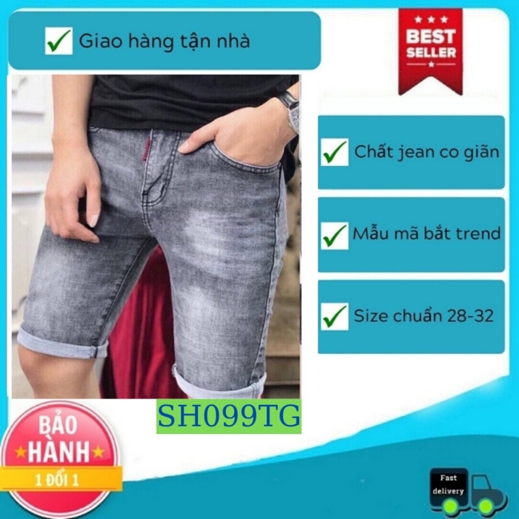 Quần short nam tenji sh099tj short jean nam xám trơn wash phong cách tenji store 4 (44-75kg)