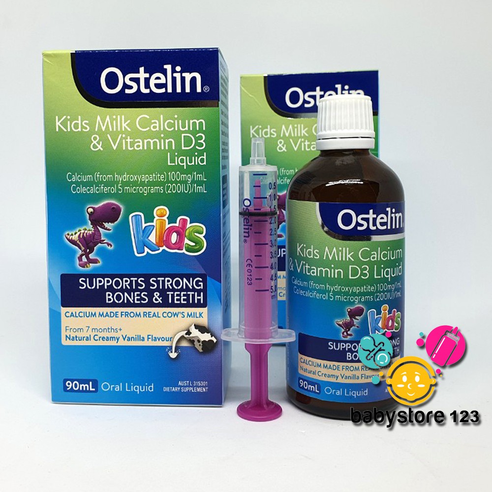 Canxi + vitamin D: Ostelin Kid milk Calcium &amp;Vitamin D3 Liquid - Úc