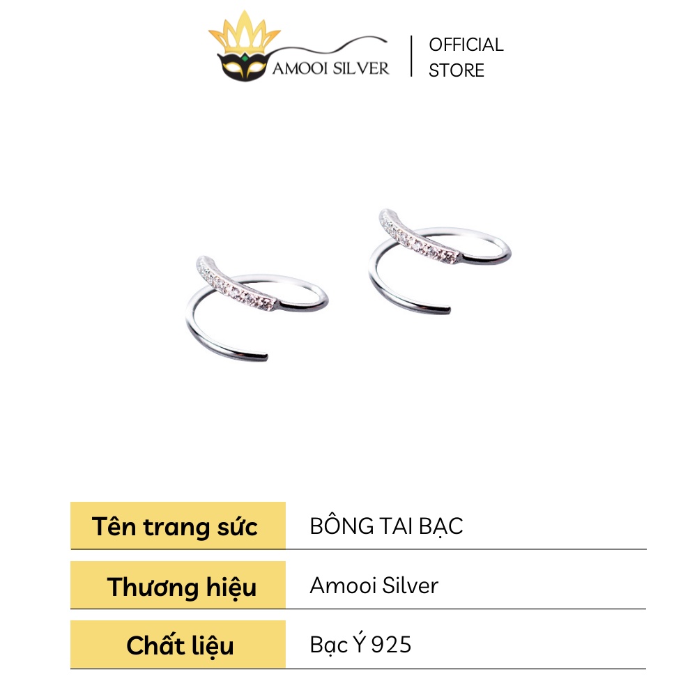 Bông tai bạc S925 xoắn nạm đá - Amooi Silver AB110