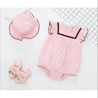 Set body suit dễ thương kèm nón cho bé