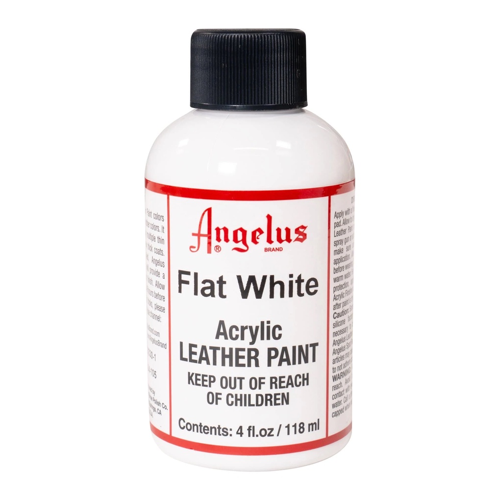 Màu Angelus Flat White (Trắng mờ) chai 118ml chuyên vẽ trên da, vải, custom giày - Hàng chính hãng của Angelus