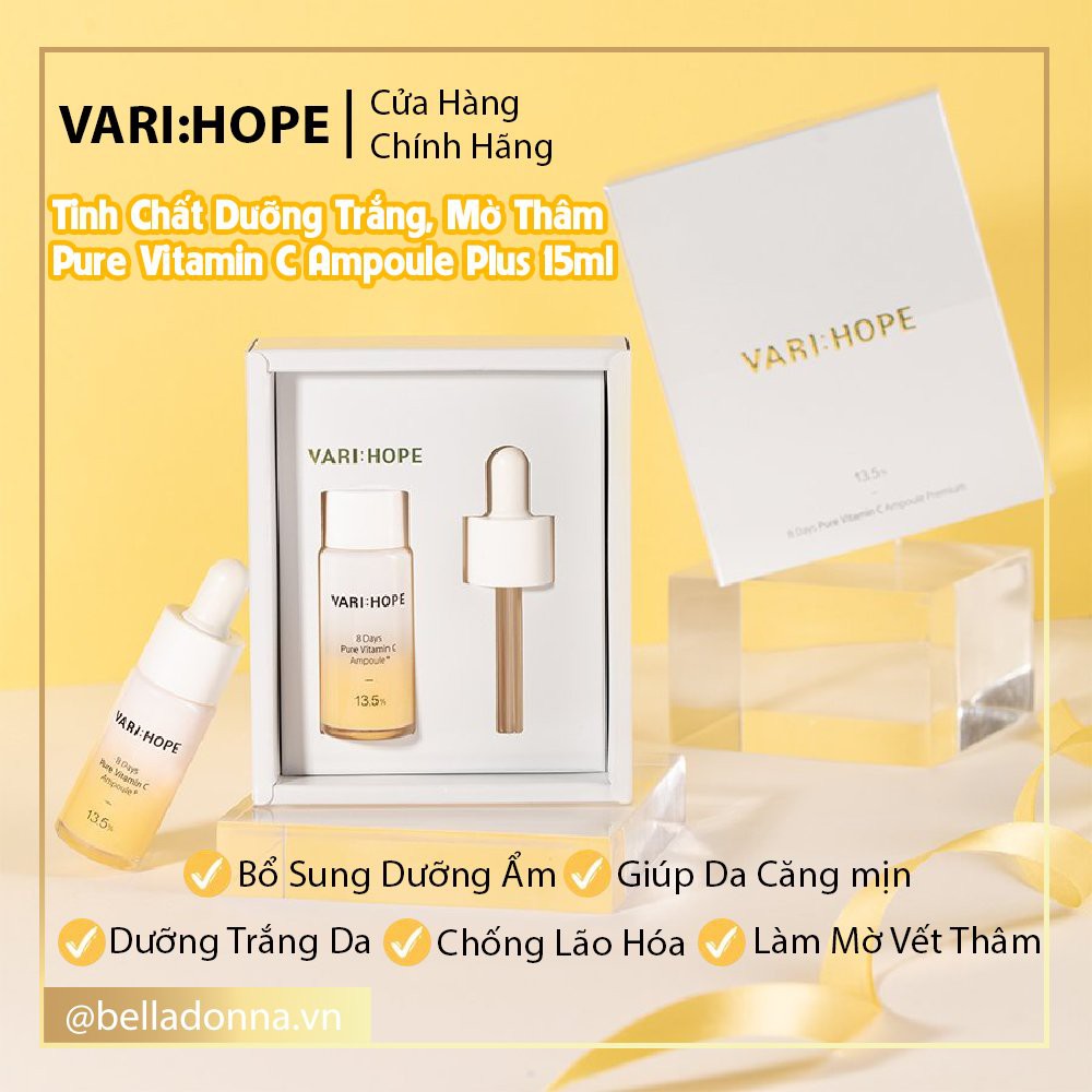 Tinh Chất Dưỡng Trắng, Mờ Thâm Vari:Hope VariHope 8 days Pure Vitamin C Ampoule Plus