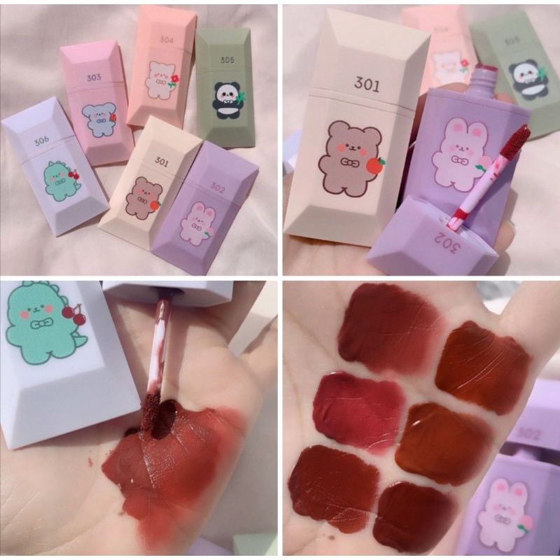 [Hàng mới về] Son kem lì trang điểm chống nước thiết kế vỏ hoạt hình dễ thương