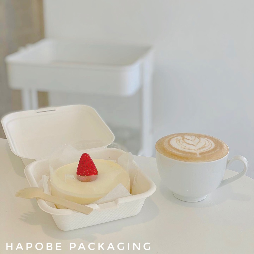 10 hộp bã mía vuông 600ml đựng bánh ngọt Hamburger xôi trứng