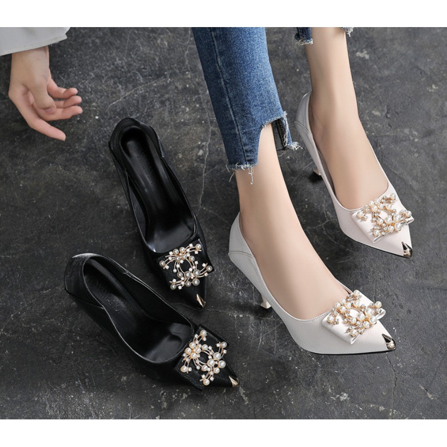 Giày cao gót size nhỏ 30 31 32 33 5cm/7cm/9cm nơ ngọc