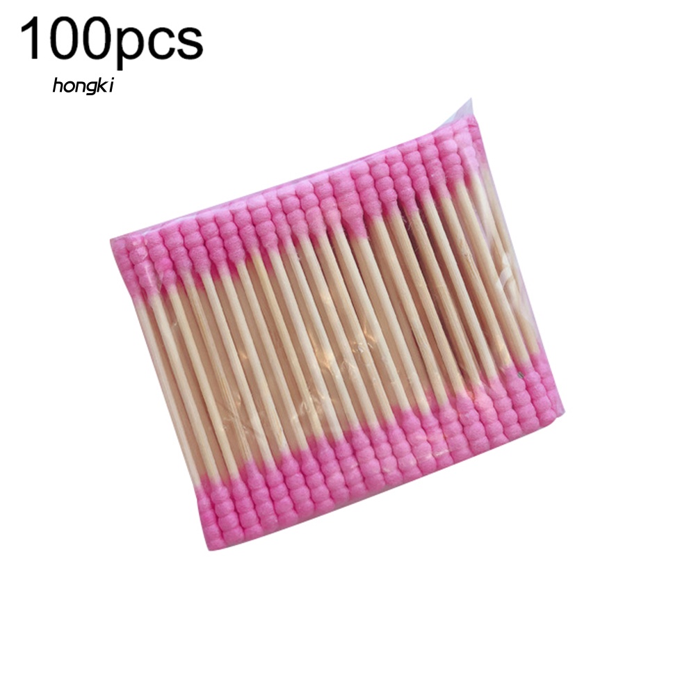 Bộ 100 Tăm Bông Cotton Hai Đầu Dùng Một Lần Để Tẩy Trang