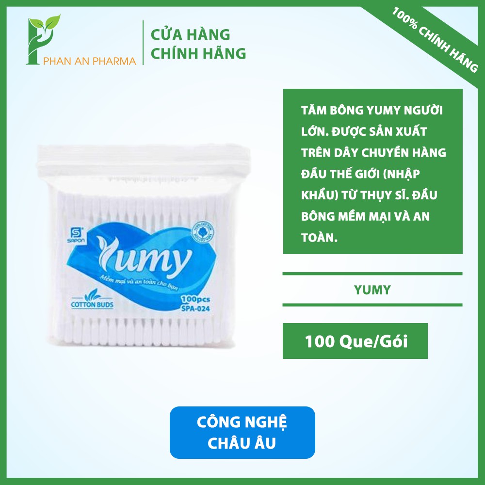 Tăm bông Yumy người lớn (Gói 100 que) - Phan An CN381