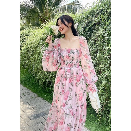 ĐẦM MAXI HOA DÀI TAY VOAN TẦNG🔥FREESHIP🔥 ĐẦM HOA DÀI ĐI BIỂN DU LỊCH CỔ VUÔNG