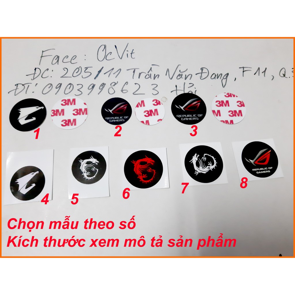 Sticker fan decal dán quạt Logo ROG AURUS MSI