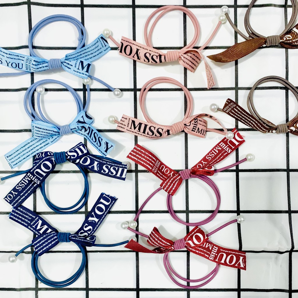 Dây cột tóc Chan.nel / kẹp tóc nơ vải dễ thương phong cách Hàn Quốc