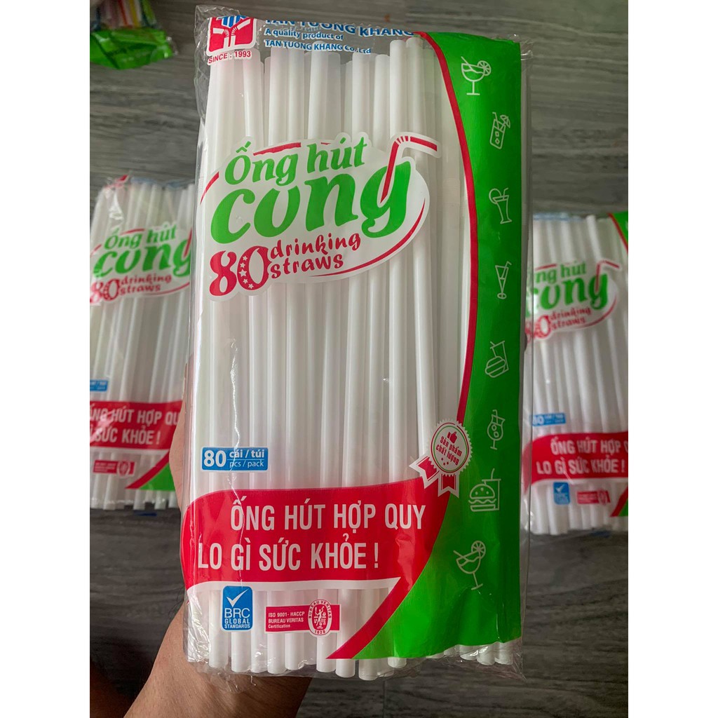 Ống hút cong - gói 80 ống