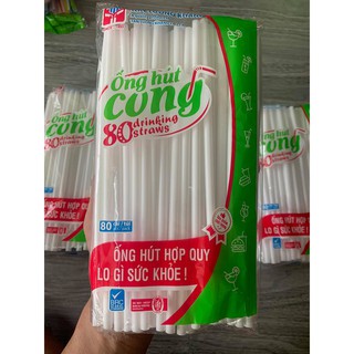 ống hút cong - gói 80 ống