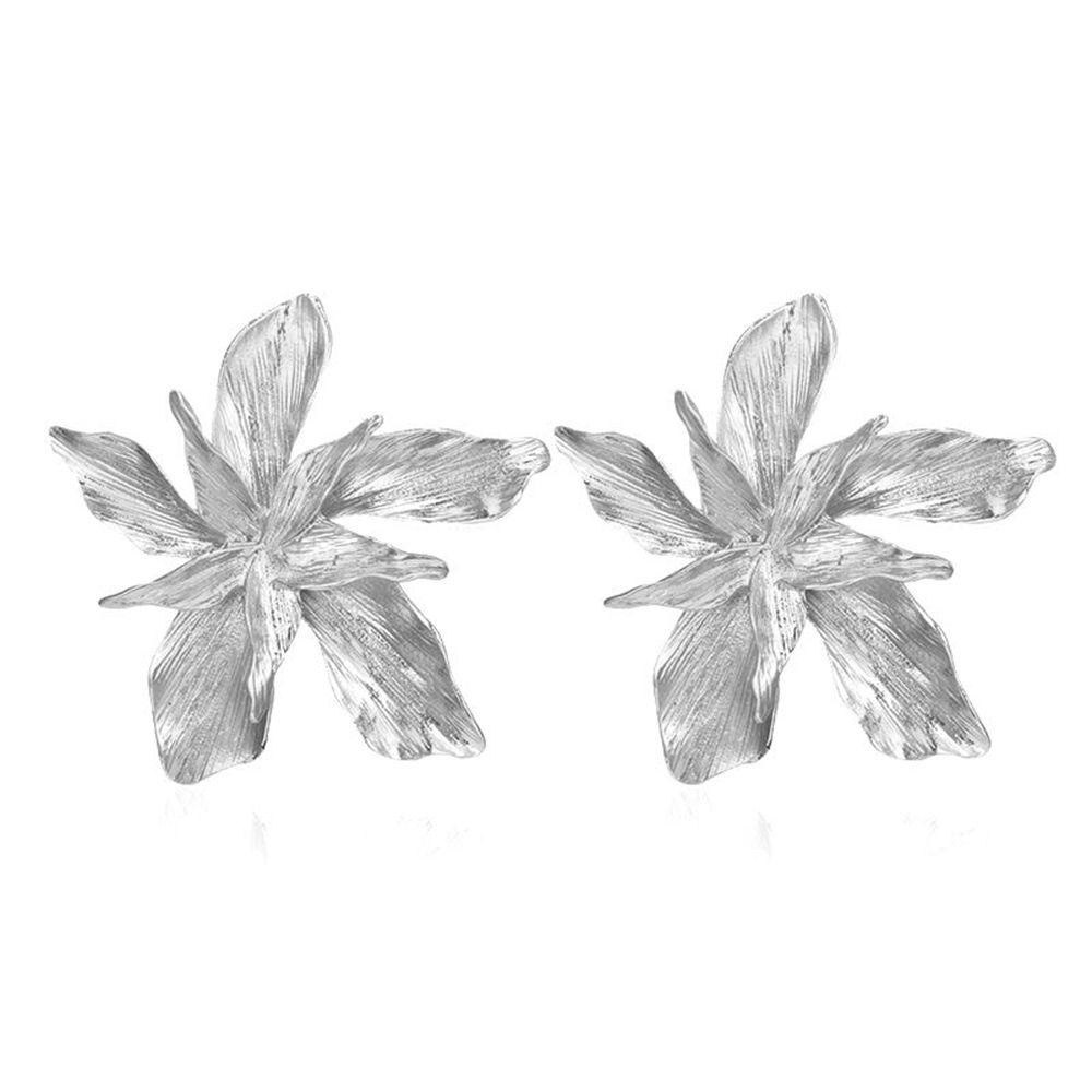 ORIENTLII Khuyên Tai Kim Loại Hình Hoa Bản To Thời Trang Cho Nữ